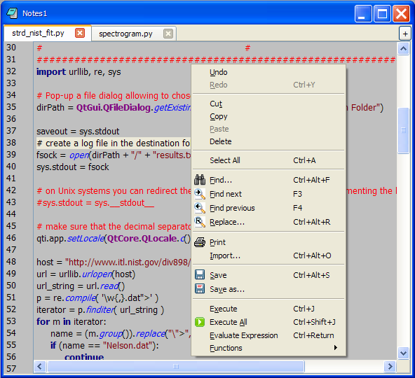 Notes can be used for writing and executing Python scripts.